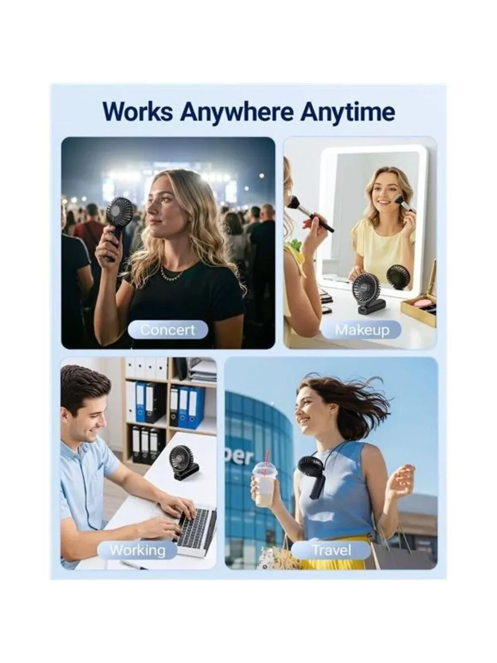 Handheld Mini Fan Portable Rechargeable Foldable Travel Fan USB Personal Cooling